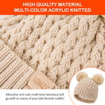 Toddler Winter Beanie Hat, Infant Winter Warm Knit Fleece Lined Cap for Girls Boys with Pom Pom for 0-36 Months 2 Packs