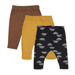 HonestBaby Baby Organic Cotton Cuff-Less Harem Pants Multi-Pack, Rainbow Geo Black, Newborn
