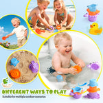 Baby Bath Toys for Kids Ages 1-3 Interactive Toddler Bath Toys Duck Sensory Bathtub Water Shower Toys with 3 Stacking Cups for 12+ Months Boys Girls Birthday Gifts