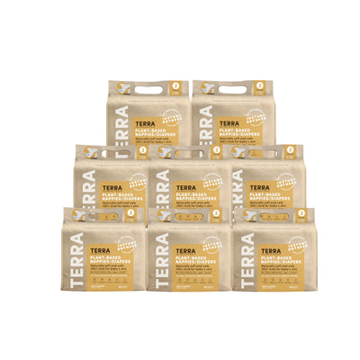 Terra Diapers Size 2: 85% Plant-Based Diapers, Ultra-Soft & Chemical-Free for Sensitive Skin, Superior Absorbency for Day or Nighttime Diapers, Designed for Babies 8-15 Pounds, 176 Count