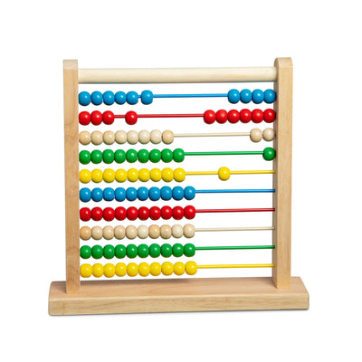 Colorful abacus with wooden frame on a white background