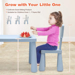 Costzon Kids Table and Chairs, 3 Piece Plastic Easy Clean Children Activity Desk for Reading, Drawing, Snack Time, Arts Crafts, Preschool, Kindergarten & Playroom, Toddler Table and Chair Set (Blue)