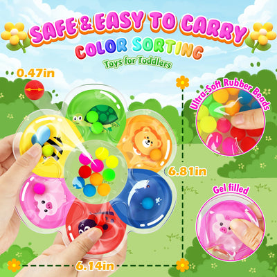 MORECOLL Color Sorting Sensory Toys for Toddlers & Kids, Preschool Fine Motor Skills for Autism, Fidget Color Matching Travel Toys, Calm Down Toy, Birthday Gifts for Boys & Girls