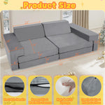 LFCREATOR Kids Play Couch, Modular Convertible Play Couch for Toddler and Baby Playroom/Bedroom, Gift for Kids, Grey