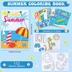 Faccito 24 Pcs Summer Beach Coloring Books Mini DIY Art Drawing Book Bulk Including Pineapple Coconut Flamingo Beach Pool Fun and Relaxing Patterns for Birthday Activity