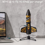 SainSmart Jr. Rocket Launcher for Kids, 200 Feet of Flight Altitude, Motorized Air Rocket with Parachute, Self-Launching Outdoor Toy with Safely Land, Black