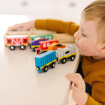 Melissa & Doug Wooden Magnetic Train Cars - 8 Piece Educational and Skill-Building Wooden Toy for Boys and Girls