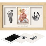 Inkless Hand and Footprint Kit, Boy, Girl, Newborn Keepsake - No Mess Ink Pad for Baby Handprint, Clean Touch Paw Print Kit for Dog Picture Frame, Personalized Baby Christmas Shower Gifts (Ash Wood)