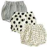 EISHOW 3-Pack Toddler Baby Girls Bloomers Shorts Infant Boys Casual Cotton Linen Solid Floral Elastic Panty Diaper Covers Pants