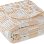 Ultra Soft Muslin Baby Blanket,A Versatile Swaddle and Bed Blanket for Babies, Toddlers, Boys, and Girls (1 Coffee Checkered 1 Pack).