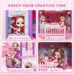 beefunni Doll House, Dream Dollhouse for Girls,Doll Houses 4-5 7-8 Year Old with 4 Stories -11 Rooms, 2 Dolls and Furniture, Princess Dollhouse 2025 Christmas Toy Gifts for 3 4 5 6 7 8+ Year Old Girls
