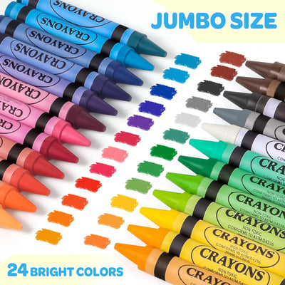 24 Colors Jumbo Crayons for Toddlers 1-3, Non Toxic Large Crayon for Kids 2-4, Washable Big Crayons Coloring Art Supplies, Birthday Gifts & Easter Basket Stuffers for Toddler Boys Girls Ages 3-5