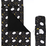 Roll Up Kids Nap mat with Fleece Ultra-Soft Minky Blanket and Pillow – Soft Toddlers Sleeping Mat with Dreamy Star-and-Cloud Design for Daycare, Preschool, Travel, Camping, Kindergarten