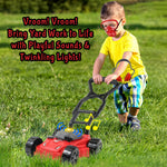 Kids Leaf Blower, Toy Chainsaw, and Lawn Mower Set | Realistic Toddler Landscaping Power Tools with Sound and Action | Includes Safety Goggles Mask and Earmuffs