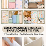 Toodly Baby Diaper Caddy Organizer with Portable Changing Mat - Teddy Fleece Diaper Organizer for Changing Table - Basket for Changing Essentials - Baby Essentials Organizer with Removable Dividers