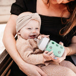 Lifefactory 8-Ounce Wide Neck Glass Baby Bottle with Protective Silicone Sleeve and Stage 2 Nipple, Mint (LG2211WMI4)