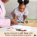 Honeysticks Flower Shaped Beeswax Crayons (12 Pack) - Non Toxic Crayons Made with Pure Beeswax, Chunky Petal Shaped, Easy To Hold And Use, Safe For Ages 1+, Gift for Toddler, Girls 3-6