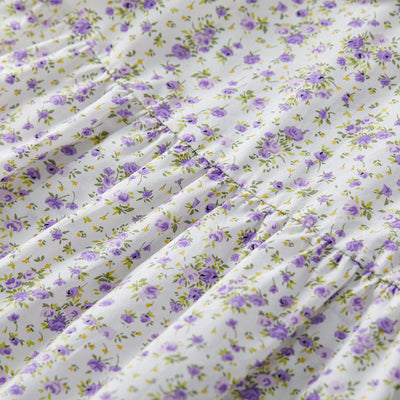 pureborn Toddler Girls Woven Dress Short Sleeve Cotton Peter Pan Collar Dress Summer Playwear Dresses Purple Blooms 2-3 Years