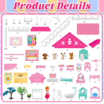 Doll House for Girls,10 Rooms Dollhouse with Dolls Figure, Puppies,Furnitures, Accessories, Kids Playhouse for for 3 4 5 6 7 8 9 10 Year Old