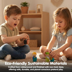 PlanToys Wooden 4 Piece Service Crew (6268) | Sustainably Made from Rubberwood and Non-Toxic Paints and Dyes