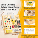 Wooden Busy Board with LED Light–Montessori Baby Learning Toys for Toddlers 1-4, Sensory Activity Board, Travel Toys & Educational Birthday / Christmas Music Gifts for 1+ Year Old Boy (Silver Handle)