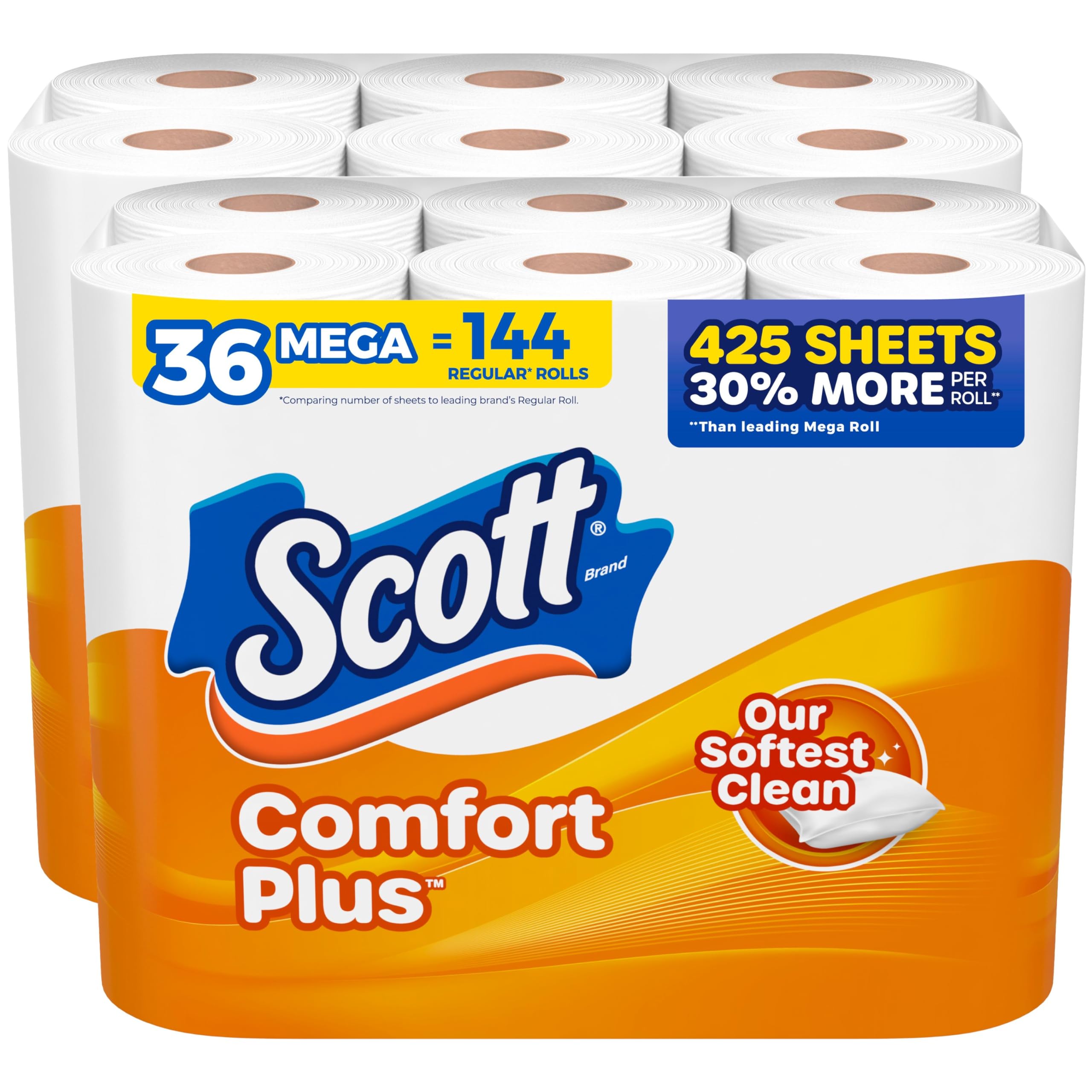 Scott ComfortPlus Toilet Paper, 12 Double Rolls, 231 Sheets per Roll, Septic-Safe, 1-Ply Toilet Tissue