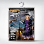 Spooktacular Creations Halloween Fairytale Witch Dress for Kids, Girls Cute Witch Costume Deluxe Set with Broom for Toddler Halloween Role Play Parties, Purple (L 10-12)