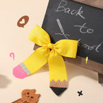 Hair Bows for Girls doboi 2PCS 4.5"Baby Hair Clips Pencil Ribbon Hair Accessories Hair Bow Alligator Clips for Baby Girls Toddlers Kids Teenagers Children Back to School Yellow Bows in Pairs