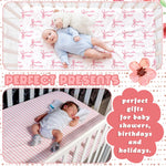 Peryiter 4 Pack Crib Sheets Girl Soft Baby Bed Sheet Set 52'' x 28" Nursery Crib Sheets for Standard Bed for Nursery Decor Baby Boys or Girls(Pink,Coquette Bow)