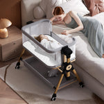 kingobabys 3 in 1 Baby Bassinet,Bedside/Rocking Bassinet for Baby,Bedside Crib with Lockable Wheels,Waterproof Mattress,Adjustable 6 Heights,Portable Bassinets Bedside Sleeper for Newborn Infant