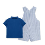 Little Me Clothes for Baby Boys' Baseball Shortall Set, Blue Quartz/White, 18 Months