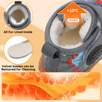 BARERUN Toddler Boots Wide Toe Girls Boys Winter Boots Cozy Fleece Snow Boots Dinosaur Slippers Indoor Outdoor Warm Shoes Grey Baby Shoe Size 12-18 Months