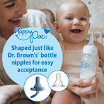 Dr. Brown's HappyPaci 100% Silicone Baby Pacifier, Contoured One-Piece Design, Light-Blue, Blue, White, 0-6m, BPA-Free, 4-Pack