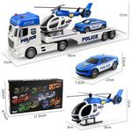 Dwi Dowellin Toddler Boy Toys for 3 4 5 6 Year Old, 25" Semi Truck Toy with Racing Car and Helicopter - Police Toys,Birthday Gifts for Kids Child 2 3 4 5 6 Years Old