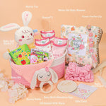 Baby Girl Gifts,Baby Shower Gift Baskets for Girls,Gender Reveal Gifts,Unique Baby Girl Newborn Essentials with Blanket Rattle Toys