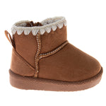 Avalanche Boys Girls Fuzzy Boots Baby Kids Snow Warm Cozy Winter Boots - AV-Chestnut Size 3 Infant