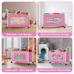 KEEGH Extra Large Toy Box for Kids with 360° Rotating Wheels, Heavy Duty Toy Chest for Boys and Girls, Toy Storage Organizer for Kids, Toy Bins for Living Room, Nursery, Bedroom (Pink)