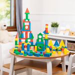 Melissa & Doug Wooden Building Block Set - 200 Blocks in 4 Colors & 9 Shapes