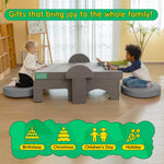 Frolic & Fun 16Pcs Modular Kids Play Couch for Toddlers, Fold Out Kids Couch Building Fort for Playroom Bedroom, Kid Convertible Explorer Sofa Cushions for Boys & Girls Grey