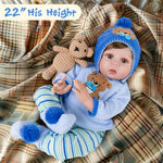 Aori Reborn Baby Boy Doll - 22 Inch Realistic Lifelike Weighted Newborn Boy with Ultra Soft Body, Pacifier, Outfit | Handmade Soft Vinyl Baby Doll for Kids 3+, Toddlers, Collectors
