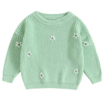 Mubineo Baby Girl Winter Clothes Cute Flower Sweater Crewneck Pullover Long Sleeve Knit Newborn Infant Sweaters (US, Age, 2 Years, 3 Years, Mint Green)