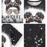 PATPAT Girls Shirts Size 7-8 Black Kid Life Graphic Tees, Kid Life Shirts for Little Girls, Crew Neck Short Sleeve Black Tops Trendy Clothes Going Out Outfit Preppy Tops