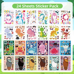 24 Sheets 8.27''×5.9'' Make Your Own Stickers for Kids Toddlers, Make a Face Stickers Mix and Match with Unicorns Dinosaur Horse and Sea Animals for Kids Party Favors Activities