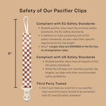 Baby Pacifier Clip Holder - Girl or Boy Unisex 4 Pack Gift Set – Neutral Modern Checker Stripes Gingham Plaid Herringbone Chevron Blue Green Gray Beige