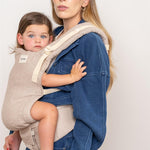 Baby Tula Linen Panel Free-to-Grow Baby Carrier - Adjustable, Comfortable, Newborn to Toddler Carrier - Ergonomic Fit for 7lbs to 45lbs - Plant-Based Fabric - Back & Front Carry Options - Sand (Tan)