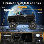 Costzon 24V 2 Seater Ride on Car for Kids, 4WD/2WD Switchable Licensed Toyota LC250 Ride on Truck w/Remote, Shovel, Music & Sounds, Electric Vehicle w/4-Wheel Spring Suspension for Ages 3+ (Black)