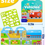 Benresive Reusable Sticker Books for Kids 2-4, Sticker Books for Toddlers 1-3 2-4, Toddler Travel Toys Activities Crafts Gifts - Vehicle
