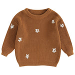 Mubineo Baby Girl Winter Clothes Cute Flower Sweater Crewneck Pullover Long Sleeve Knit Newborn Infant Sweaters (US, Age, 6 Months, 9 Months, Brown)