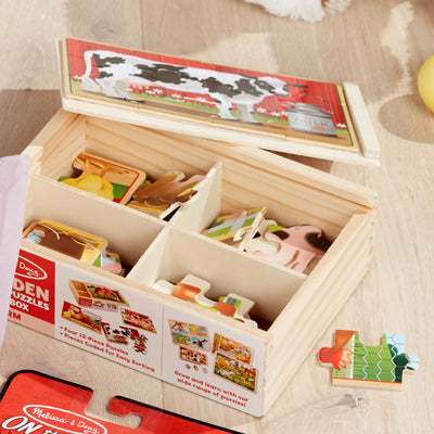 Melissa & Doug Farm 4-in-1 Wooden Jigsaw Puzzles in a Storage Box (48 pcs total), 12
