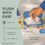 The Honest Company Plant-Based Toddler Flushable Wipes | Designed for Potty Training | 99% Water, Hypoallergenic, EWG Verified, Safe to Flush | Fragrance Free, 42 Count